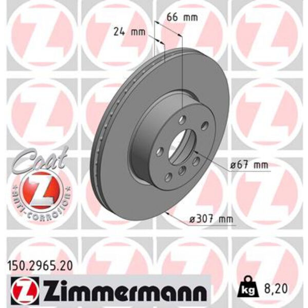 ZIMMERMANN FRONT BRAKE DISK "for vehicles with a standard brake system"طقم طنابير امامي